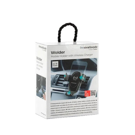 Support pour téléphone portable avec chargeur de voiture sans fil.